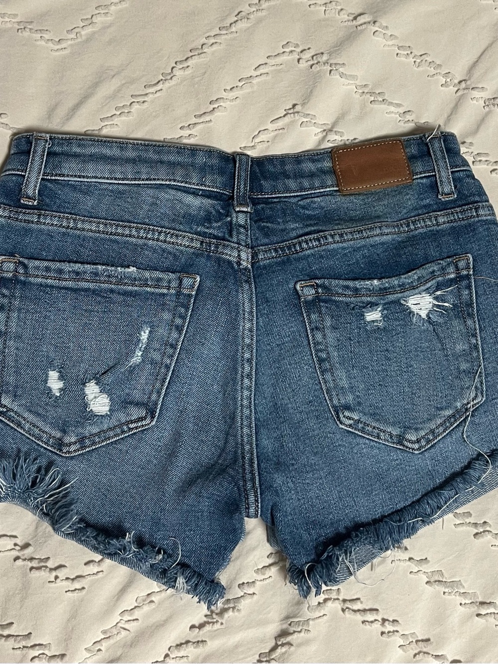 BKE Women's Distressed Denim Cutoff Shorts - Blue